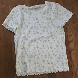 white floral lettuce edge baby tee